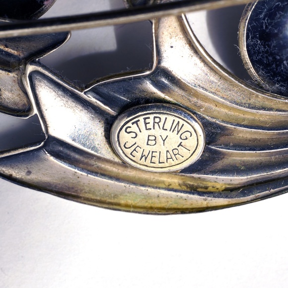 Vintage Mid-Century Modernist Sterling Silver Jewelart Pin Atomic Style Brooch - Picture 3 of 3